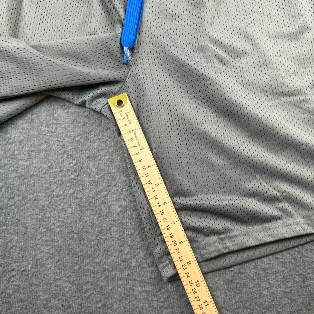 Reebok Mesh Athletic Shorts Men's L Grey Blue Piping Drawstring Gym Workout‎